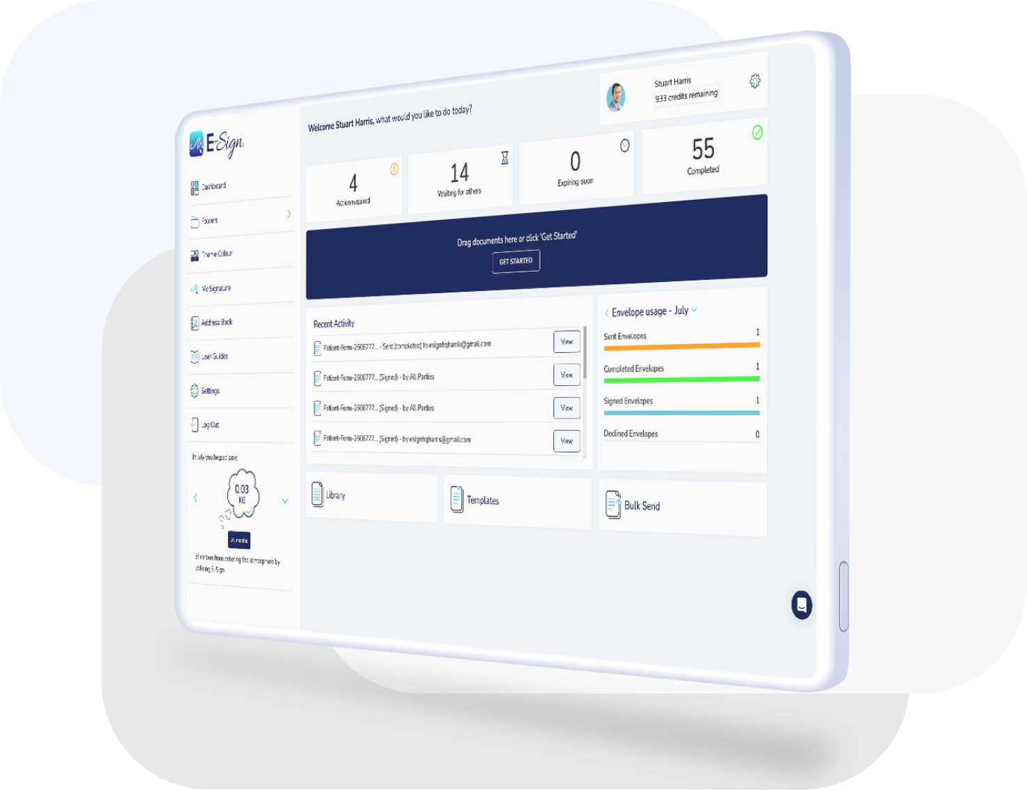 E-Sign Header Payment Processing Screenshot