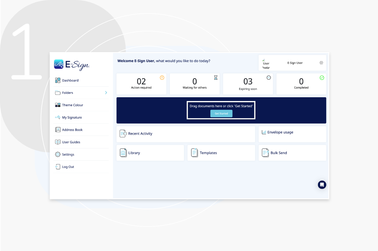 Login to the eSign Platform Screenshot