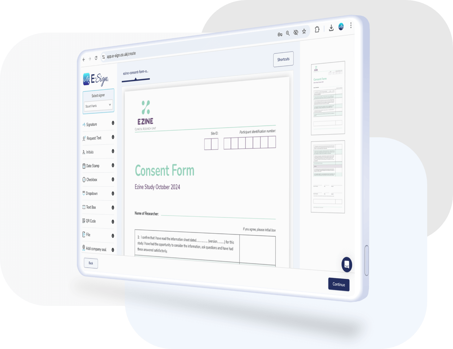 EConsent Form Web App Screenshot