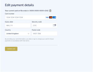 edit payment details to delete account