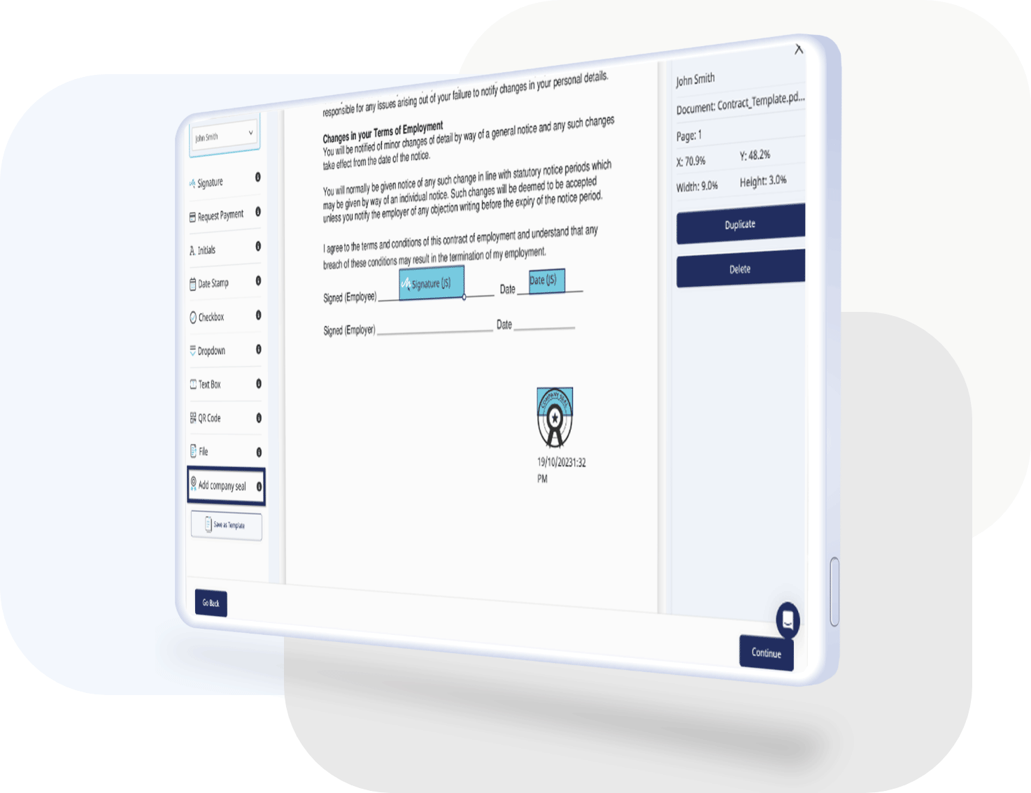 Electronic Seal E-Signature Screenshot