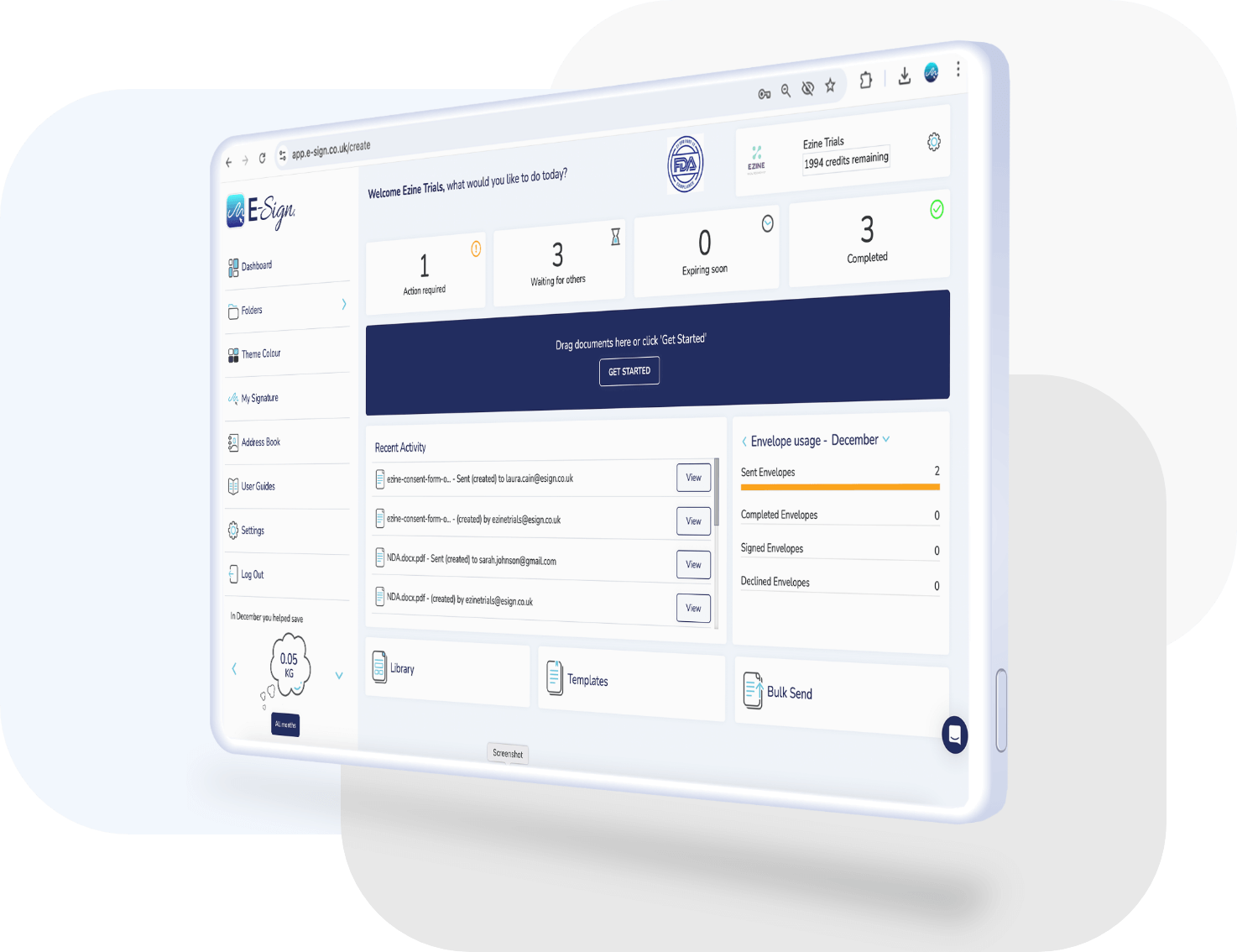 E-Signature Web App Dashboard