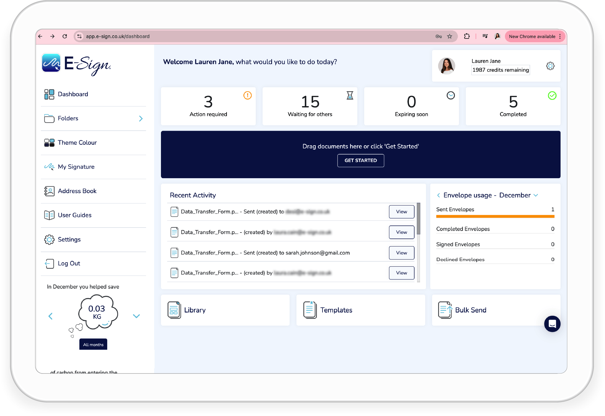 E-Sign Econsent Dashboard Display